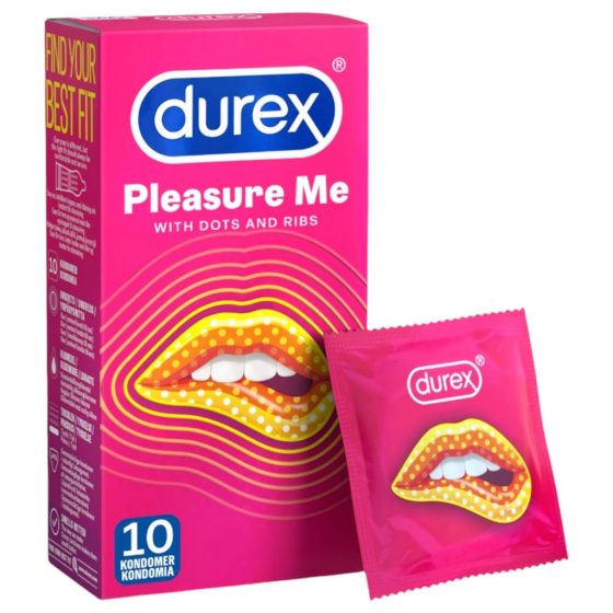 Durex Pleasure Me - rebrovaný-bodkovaný kondóm (10 ks)