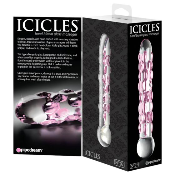 Pipedream Icicles No. 7 - sklenené dildo s perličkami