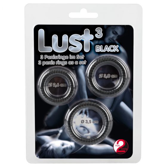 You2Toys Lust Black 3 - krúžky na penis čierne