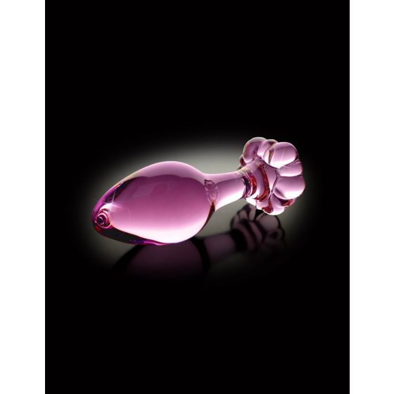Pipedream Icicles No. 48 - sklenený análny kolík s kvietkom (ružový)