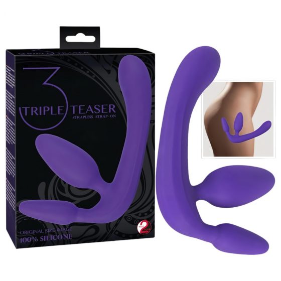 You2Toys Triple teaser - trojité pripínacie dildo bez upevňovacieho pásu (fialové)