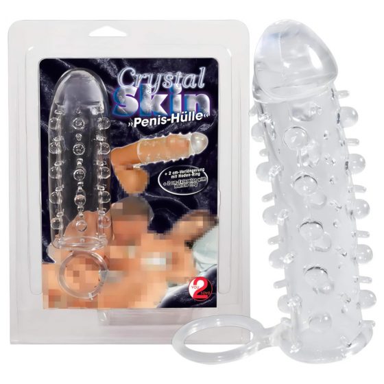 You2Toys Crystal Skin - návlek na penis s krúžkom na semenníky