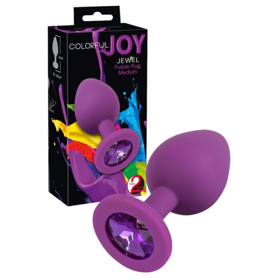 You2Toys Colorful Joy Jewel Plug - silikónové análne dildo - stredné (fialové)