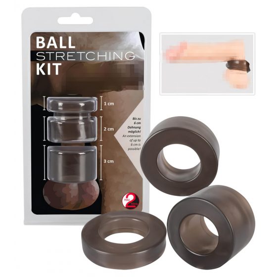 You2Toys Ball Stretching Kit - trojdielna sada krúžkov na penis - dymová farba