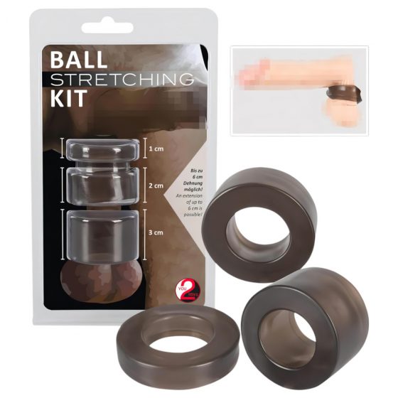 You2Toys Ball Stretching Kit - trojdielna sada krúžkov na penis - dymová farba