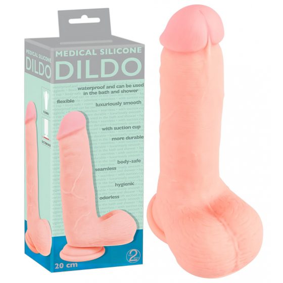 Medical Silicone Dildo - rovné dildo z lekárskeho silikónu (20 cm) - telová farba