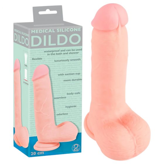 Medical Silicone Dildo - rovné dildo z lekárskeho silikónu (20 cm) - telová farba