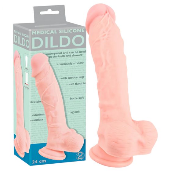 Medical Silicone Dildo - dildo z lekárskeho silikónu (24 cm) - telová farba