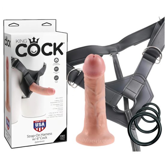 King Cock Strap-on 6 - pripínacie dildo - telová farba