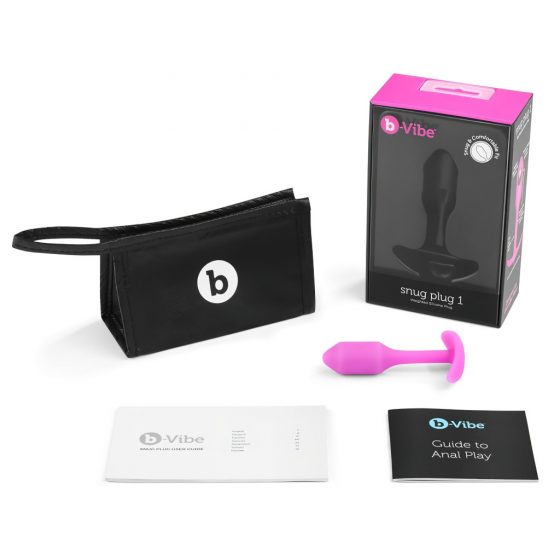 b-vibe Snug Plug 1 - análne dildo s vnútornou váhou (55g) - ružové