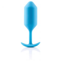   b-vibe Snug Plug 3 - Anal plug s dvoma guľôčkami (180g) - modrý