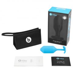   b-vibe Snug Plug 3 - dvojité guľôčkové análne dildo (180g) - modré