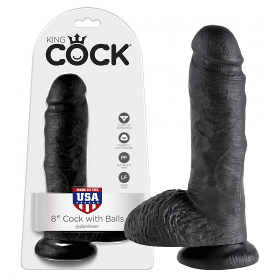 King Cock 8 dildo s semenníkmi (20 cm) - čierny