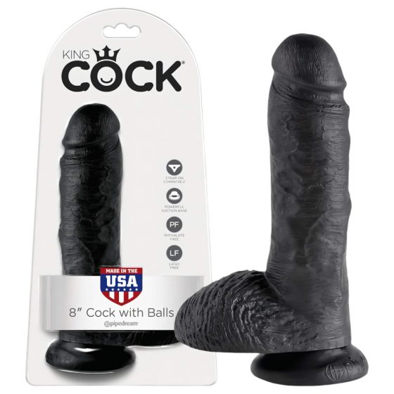 King Cock 8 dildo s semenníkmi (20 cm) - čierny