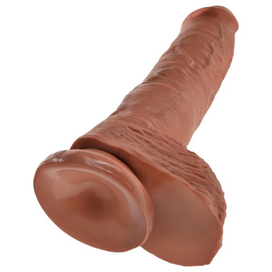 King Cock 10 veľké dildo so semenníkmi (25 cm) - hnedé