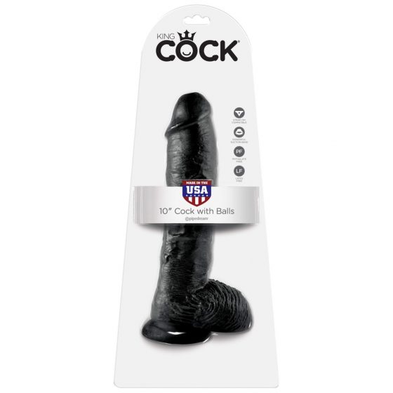 King Cock 10 dildo s semenníkmi (25 cm) - čierny