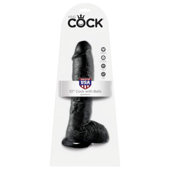 King Cock 10 dildo s semenníkmi (25 cm) - čierny