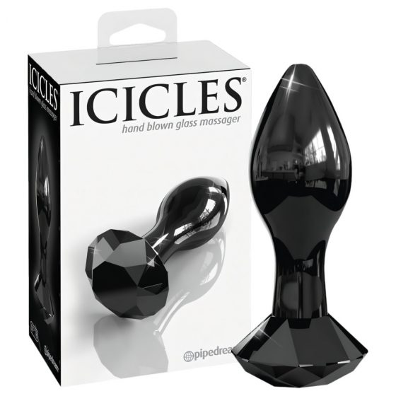 Icicles No. 78 - kónické sklenené análne dildo (čierne)