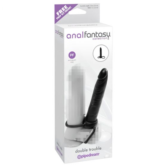 analfantasy Double Trouble - pripínacie análne dildo (čierne)