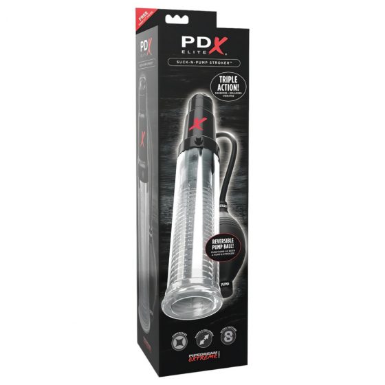 PDX Elite - 2in1 - masturbátor a pumpa na penis v jednom (priehľadná)