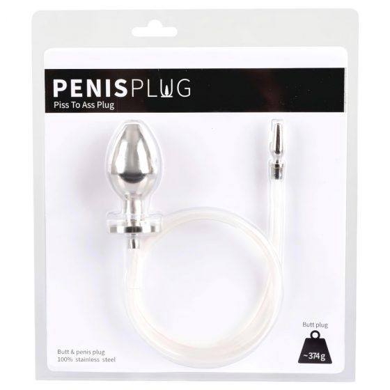 Piss to Ass Plug - duté oceľové análne dildo s dilatátorom