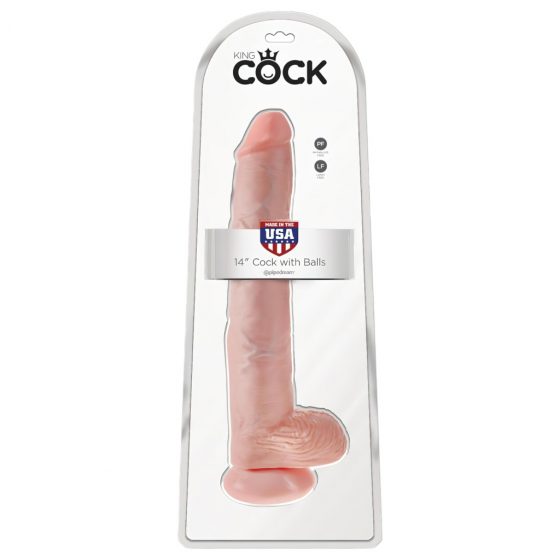 King Cock 14 testicle large dildo (35cm) - prírodné