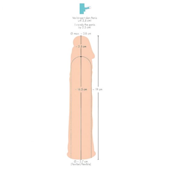 You2Toys Silicone Extension - predlžujúci návlek na penis (telová farba) - 19cm