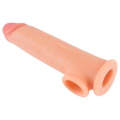   Realistixxx - predlžujúci návlek na penis s krúžkom na semenníky - 19cm (telová farba)