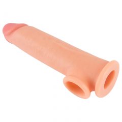   Realistixxx - predlžujúci návlek na penis s krúžkom na semenníky - 19cm (telová farba)