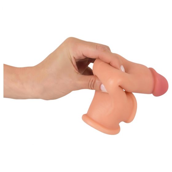 Realistixxx - predlžujúci návlek na penis s krúžkom na semenníky - 19cm (telová farba)