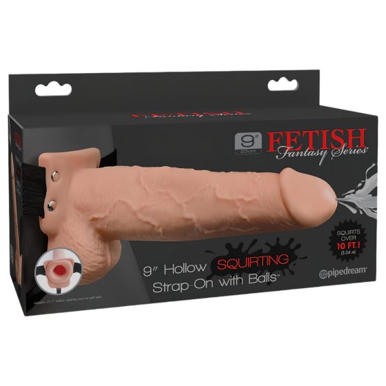 Fetish Strap-On 9 - dutý, striekajúci pripínací dildo (naturálny)