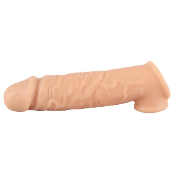 Realistixxx - návlek na penis s krúžkom na semenníky - 16cm (telová farba)