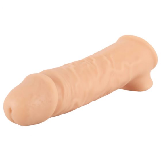 Realistixxx - návlek na penis s krúžkom na semenníky - 16cm (telová farba)