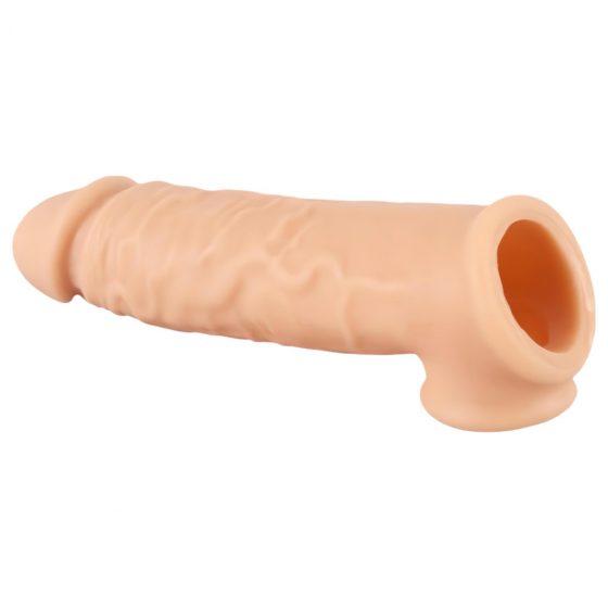 Realistixxx - návlek na penis s krúžkom na semenníky - 16cm (telová farba)