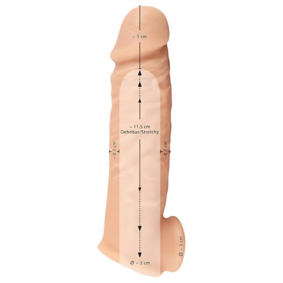 Realistixxx - návlek na penis s krúžkom na semenníky - 16cm (telová farba)