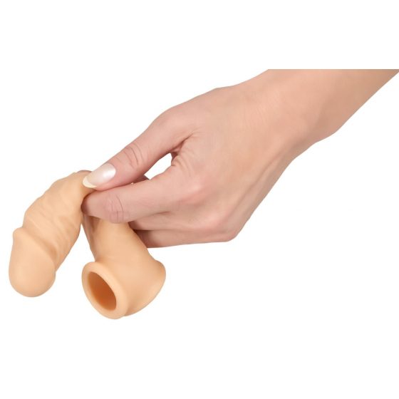 Realistixxx - návlek na penis s krúžkom na semenníky - 16cm (telová farba)