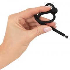   Penisplug Dilator - silikónový uretrálny dilatátor so žaluďovým krúžkom (0,6mm) - čierny