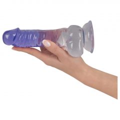   Crystal Clear - dildo so semenníkom a prísavkou - 19,5 cm (priesvitné-fialové)