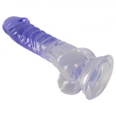   Crystal Clear - dildo so semenníkom a prísavkou - 19,5 cm (priesvitné-fialové)