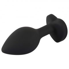   You2Toys Silicone Butt Plug - análne dildo v tvare srdca s bielym kamienkom ( čierne)