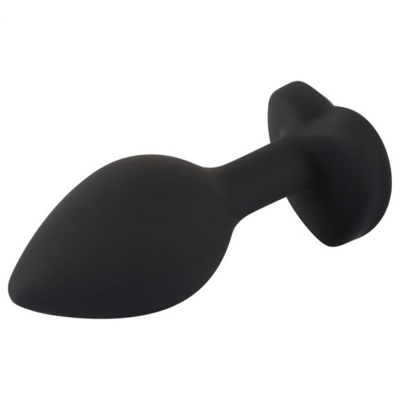 You2Toys Silicone Butt Plug - análne dildo v tvare srdca s bielym kamienkom ( čierne)