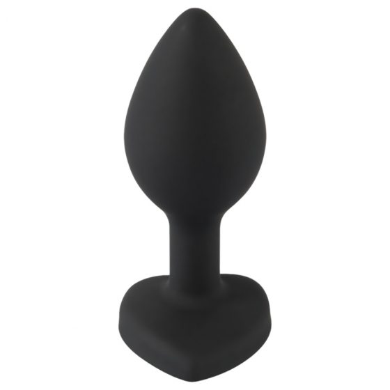 You2Toys Silicone Butt Plug - análne dildo v tvare srdca s bielym kamienkom ( čierne)