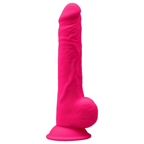 Silexd 9,5 - tvarovateľné dildo so semenníkmi a prísavkou - 24cm (ružové)