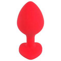   You2Toys Plug Medium - análne dildo s čiernym kamienkom v tvare srdca (červené) - stredné