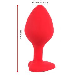   You2Toys Plug Medium - análne dildo s čiernym kamienkom v tvare srdca (červené) - stredné