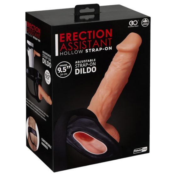 Excellent Power Erection Assistant Hollow Strap-On - duté pripínacie dildo (telová farba)