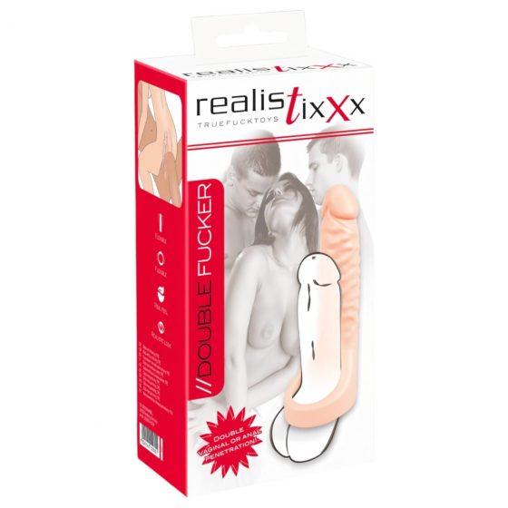 Realistixxx Double F - realistické dildo s krúžkom na penis (prírodné)