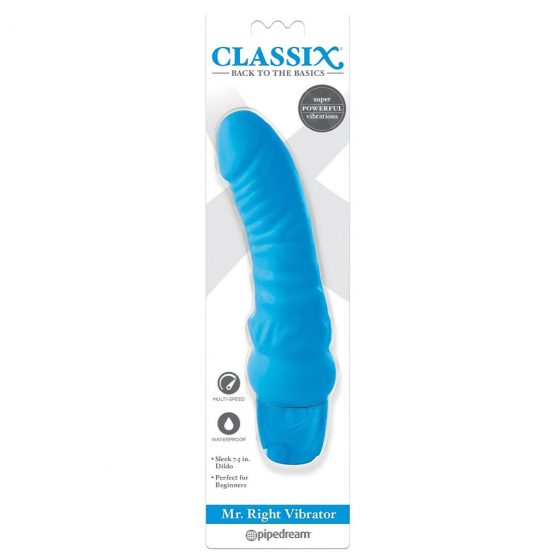 Classix Mr. Right - silikónový vibrátor na penis pre začiatočníkov (modrý)