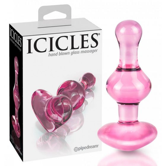 Icicles No. 75 - sklenené análne dildo v tvare srdca (ružové)