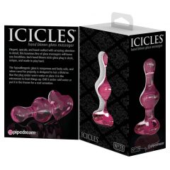   Icicles No. 75 - srdcový, sklenený análny dildo (ružový)